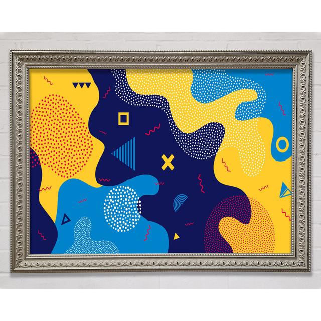 Blue And Yellow Modern Shapes Framed Print Bright Star Size: 42cm H x 59.7cm W x 3cm D on Productcaster.