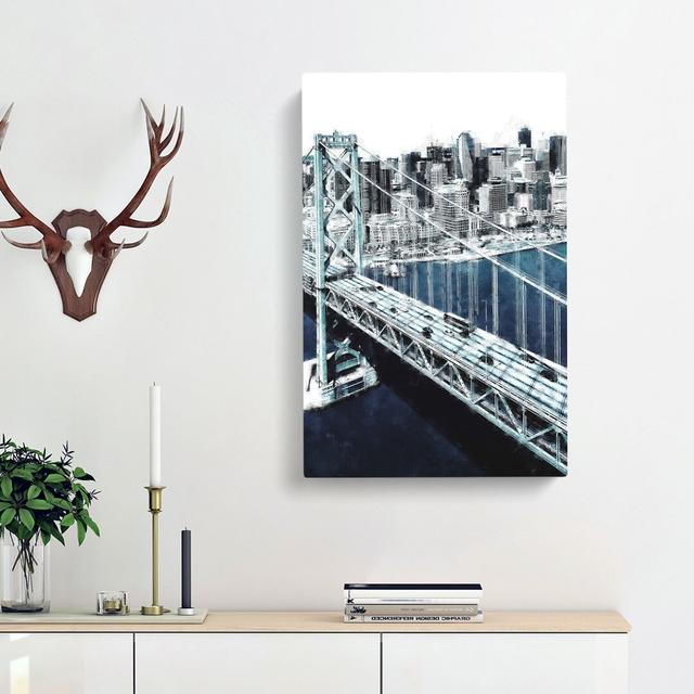 San Francisco Oakland Bay Bridge Abstract - Wrapped Canvas Painting East Urban Home Size: 60cm H x 40cm W x 3cm D on Productcaster.