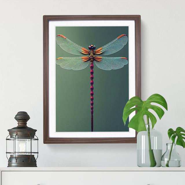 Perfect Dragonfly - Picture Frame Graphic Art Brambly Cottage Size: 34cm H x 25cm W x 2cm D, Frame Colour: Walnut on Productcaster.