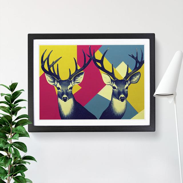 XH1022-9262X Two Abstract Stags Vol.2 - Single Picture Frame Print Alpen Home Frame Colour: Black, Size: 25cm H x 34cm W x 2cm D on Productcaster.