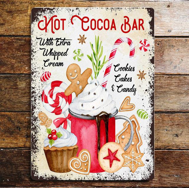 Christmas Hot Cocoa Bar Sign Metal Wall Sign Plaque The Seasonal Aisle Size: 80cm H x 60cm W on Productcaster.