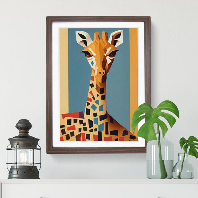 Geometric Giraffe No.2 Abstract - Single Picture Frame Print 17 Stories Size: 46cm H x 34cm W x 2cm D, Frame Colour: Walnut on Productcaster.