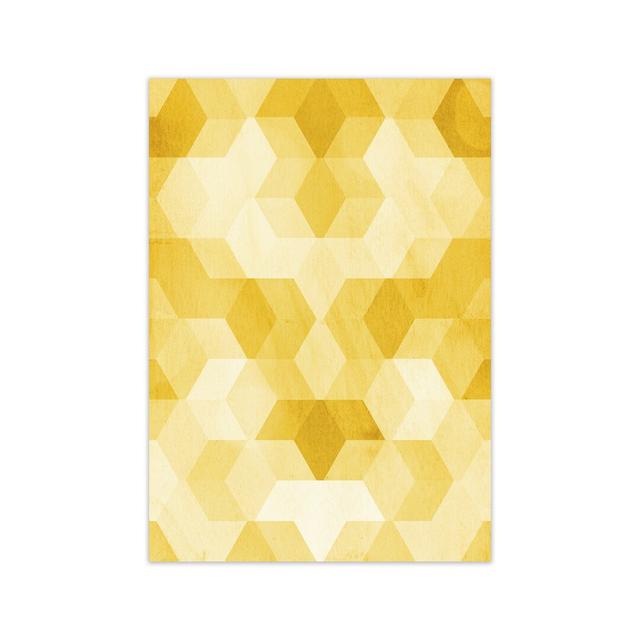 Yellow Hexagon Abstract B - Print 17 Stories Frame Option: No Frame, Size: 30cm H x 21cm W x 1cm D on Productcaster.