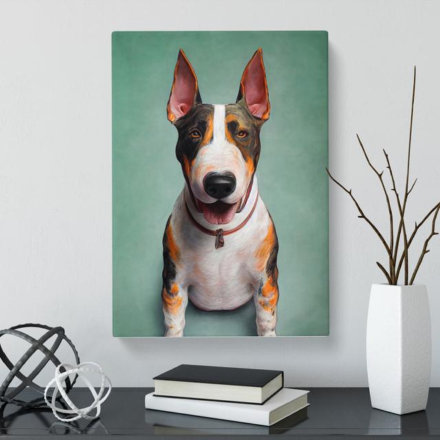 Vasco English Bull Terrier - Wrapped Canvas Print Marlow Home Co. Size: 50cm H x 35cm W x 3cm D on Productcaster.