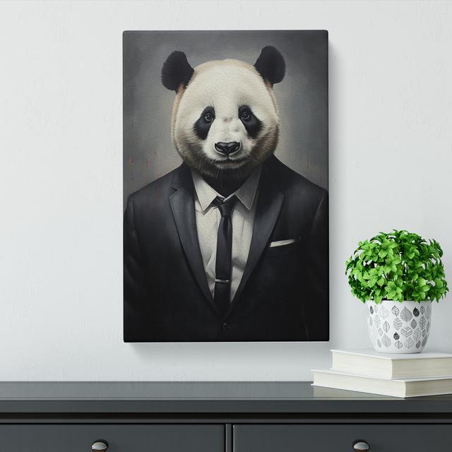 Panda in a Suit Painting Happy Larry Size: 60cm H x 40cm W x 3cm D on Productcaster.