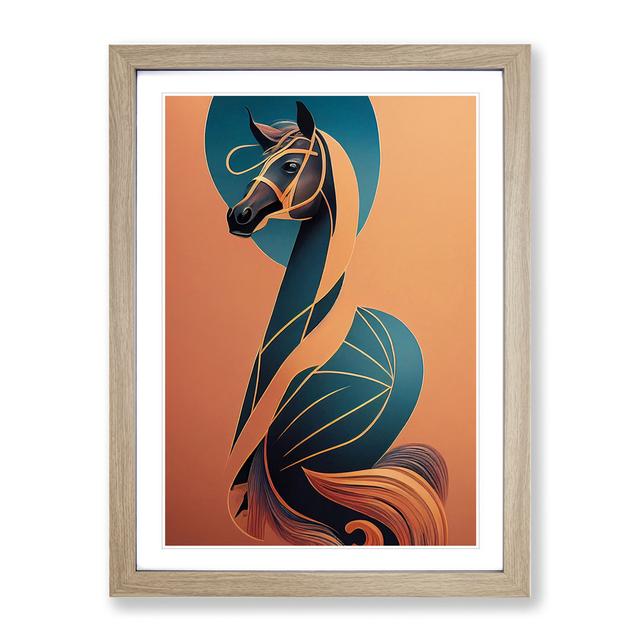 Art Nouveau Horse No.3 - Picture Frame Graphic Art Metro Lane Frame Colour: Beige, Size: 64cm H x 46cm W on Productcaster.