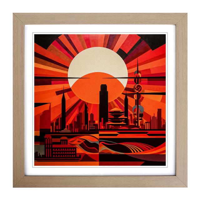 Japanese Sunset Constructivism No.4 - Single Picture Frame Art Prints on Wood Marlow Home Co. Format: Oak on Productcaster.