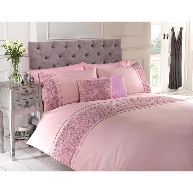 Nishimura Solid Colour Duvet Cover Set with Pillowcases Mercer41 Colour: Pink, Size: Super King - 2 Standard Pillowcases on Productcaster.