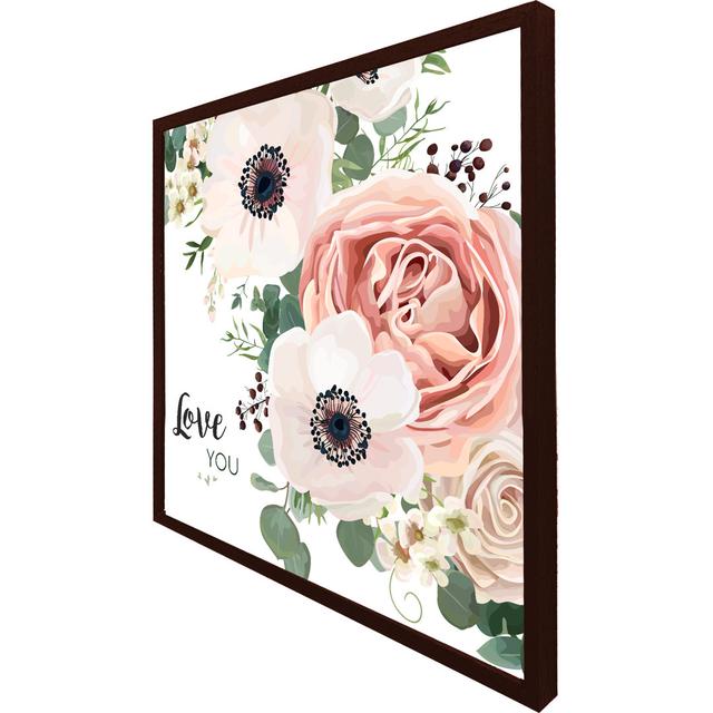 Swainswick Garden Flower, Pink Peach Rose, White Anemone - Print ClassicLiving Size: 41cm H x 41cm W x 4cm D, Format: Brown Framed on Productcaster.