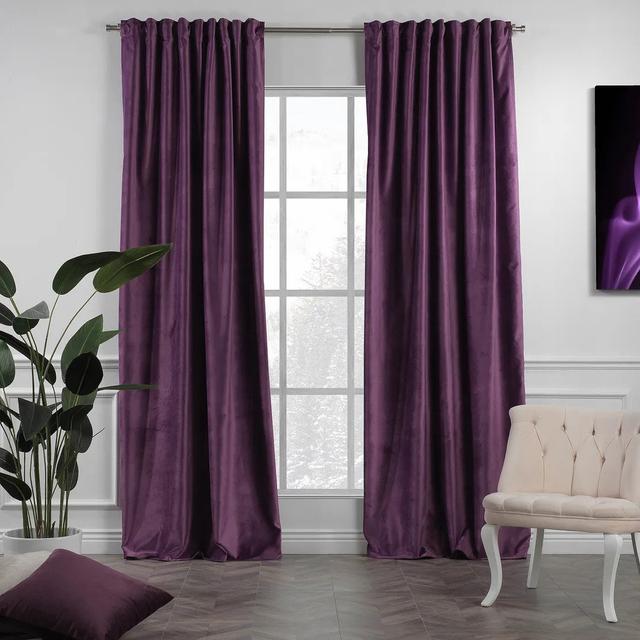 Extra langer und extra breiter Vorhang aus mattem Samt Lilijan Home & Curtain Vorhanggröße: 280 x 350 cm, Farbe: Lila on Productcaster.