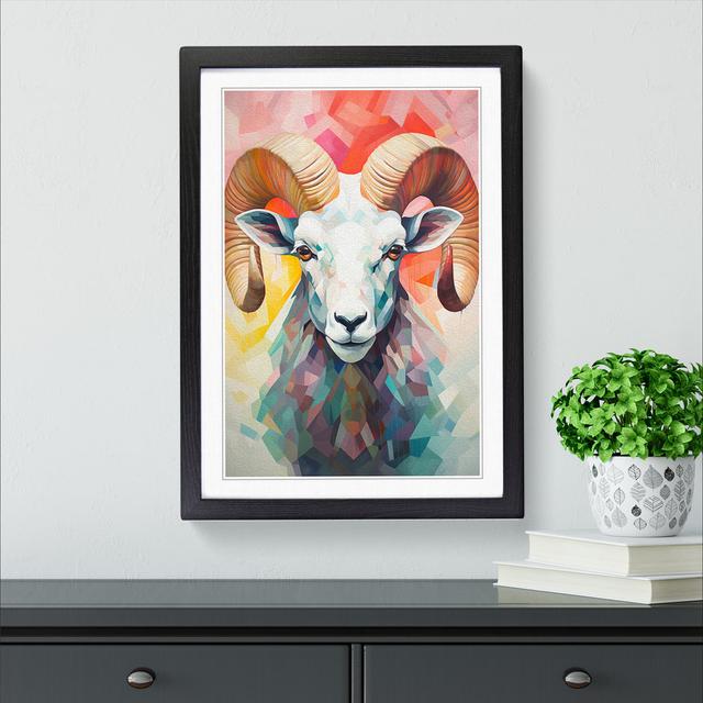 Ram Sheep Geometric - Single Picture Frame Art Prints on Wood Brambly Cottage Frame Colour: Black, Size: 64cm H x 46cm W x 2cm D on Productcaster.