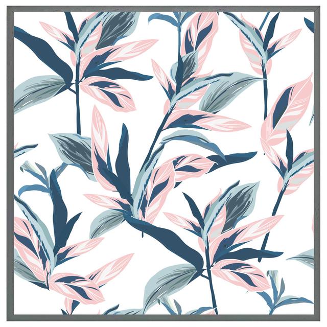 Fabens Winter Pink & Blue Flowers - Single Picture Frame Art Prints ClassicLiving Size: 76cm H x 76cm W x 4cm D, Frame Colour: Grey Framed on Productcaster.