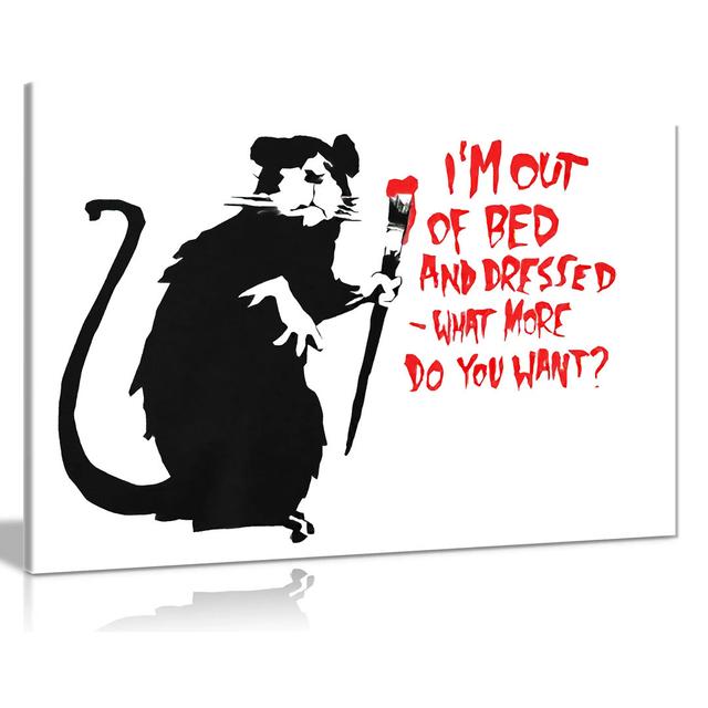 Banksy Graffiti Out Of Bed Canvas Wall Art Picture Print Maturi Size: 20cm H x 31cm W on Productcaster.