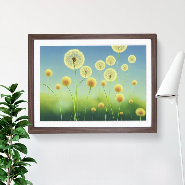 Sweet Dandelion Flowers - Single Picture Frame Painting Marlow Home Co. Frame Colour: Walnut, Size: 34cm H x 46cm W x 2cm D on Productcaster.