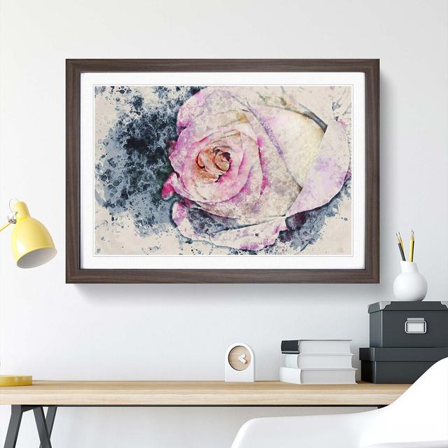 Pink Tipped Rose - Picture Frame Painting Print East Urban Home Size: 35cm H x 50cm W x 2cm D, Frame Option: Walnut on Productcaster.