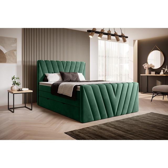 Boxspring Leitao with Topper Latitude Run Colour: Green, Size: 160 x 200cm on Productcaster.