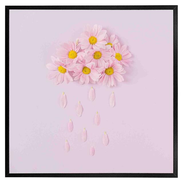 Edgeley Raining Daisy Cloud - Single Picture Frame Art Prints Latitude Run Size: 76cm H x 76cm W x 4cm D, Frame Colour: Black on Productcaster.