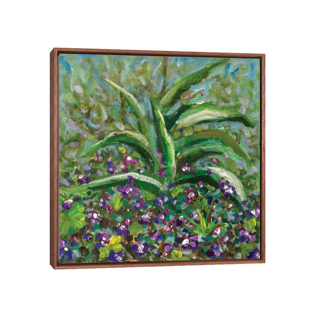 Flowers Spring by Valery Rybakow - Painting on Canvas Rosalind Wheeler Format: Brown Floater Frame, Size: 45.72cm H x 45.72cm W x 3.81cm D on Productcaster.