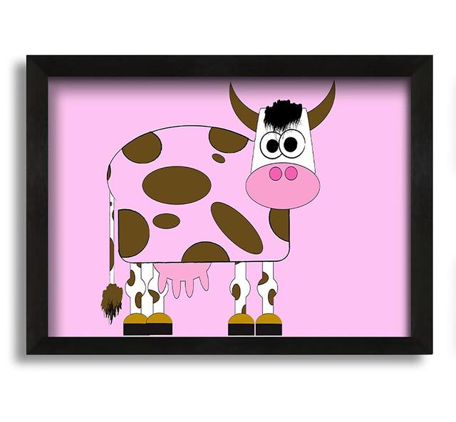 Gerahmtes Leinwandbild Funny Cow with Hair Pink Harriet Bee Größe: 60 cm H x 84 cm B x 10 cm T on Productcaster.