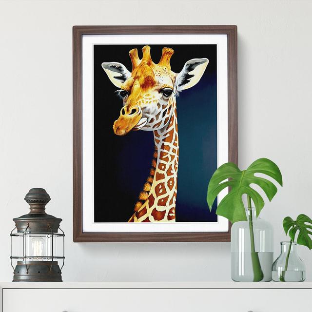 Amazing Giraffe - Picture Frame Graphic Art World Menagerie Frame Colour: Walnut, Size: 34cm H x 25cm W x 2cm D on Productcaster.