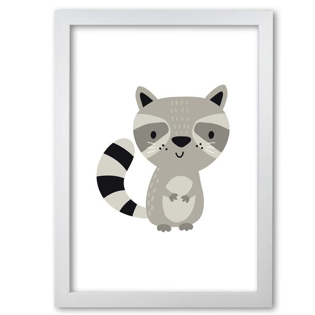 Children's Animals, Raccoon - Graphic Art Print on Paper East Urban Home Format: White Grain Frame, Size: 42 cm H x 30 cm W x 5 cm D on Productcaster.