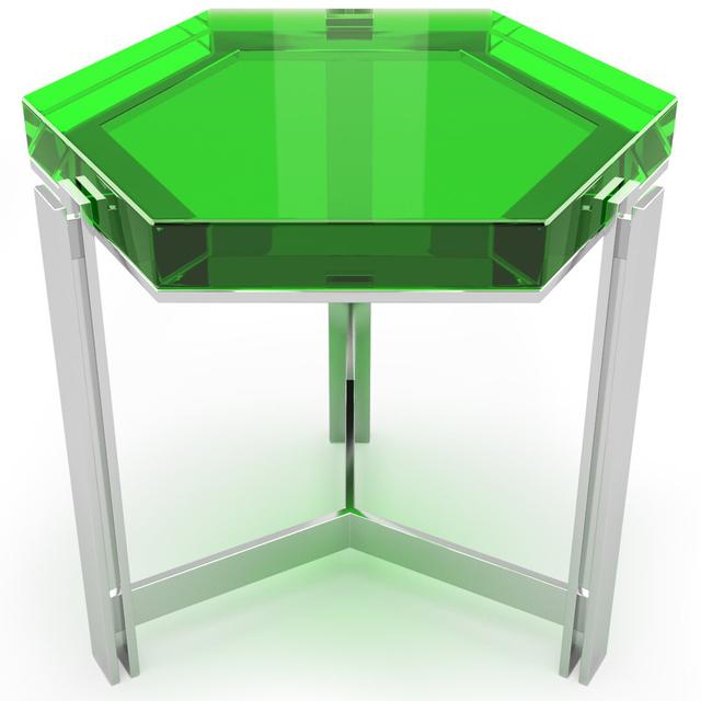 3 Legs Coffee Table Arditi Collection Size: 45cm H x 50cm W x 50cm D, Top Colour/Base Colour: Green Top/Chrome Base on Productcaster.