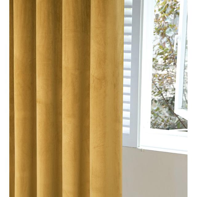 Latvina Eyelet Sheer Curtain (Set of 2) Ebern Designs Colour: Ochre, Panel Size: 165 W x 229 D cm on Productcaster.