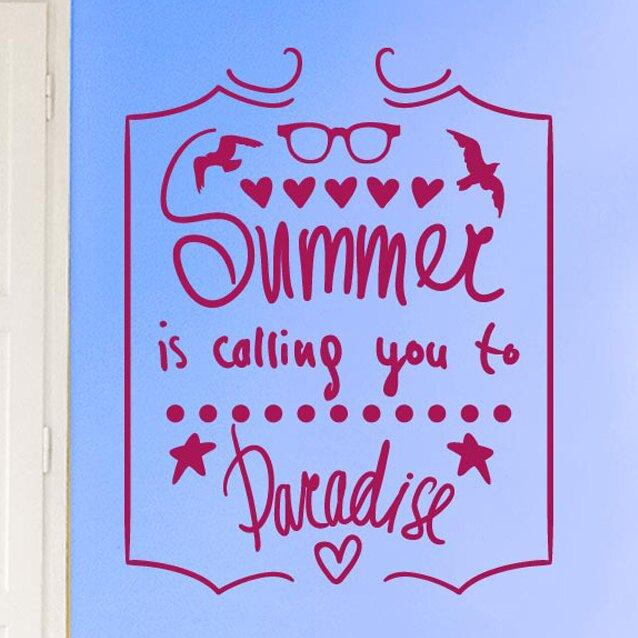 Summer Is Calling You To Paradise Wall Sticker East Urban Home Size: Medium, Colour: Light Blue on Productcaster.