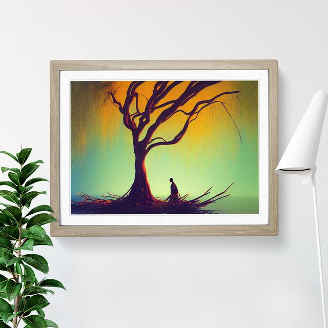 Hypnotic Weeping Willow Tree - Picture Frame Graphic Art ClassicLiving Frame Colour: Oak, Size: 25cm H x 34cm W x 2cm D on Productcaster.