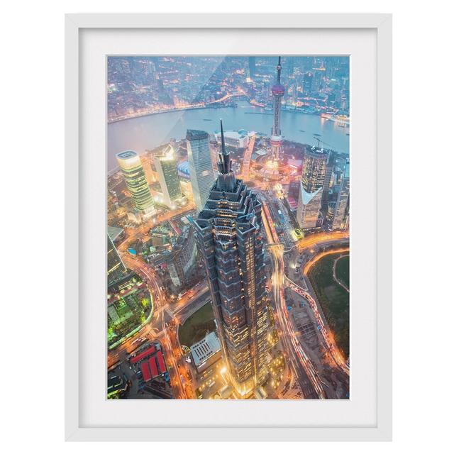 Shanghai Framed Photographic Print on Paper East Urban Home Frame Options: Matt white, Size: 70cm H x 50cm W on Productcaster.