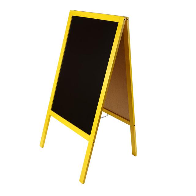 Genovefa Freestanding Cork Reversible Oversized - 8 ' & Up Chalkboard Ebern Designs Frame Finish: Yellow on Productcaster.