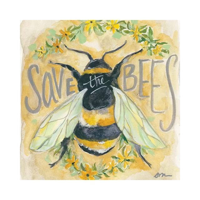 Save The Bees by Jessica Mingo - Wrapped Canvas Painting Brambly Cottage Size: 45.72cm H x 45.72cm W x 3.81cm D on Productcaster.