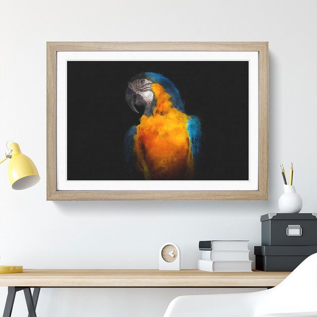 A Blue and Yellow Macaw Parrot - Picture Frame Graphic Art East Urban Home Frame Option: Oak Framed, Size: 36cm H x 48cm W x 2cm D on Productcaster.