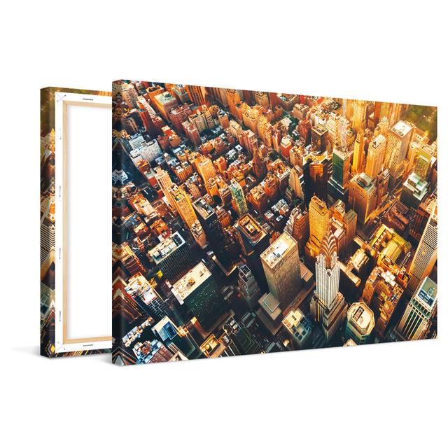 Leinwandbild New York Manhattan Birds Eye View 80X60cm – Premium Leinwanddruck – Kunstdruck Auf 2Cm Holz-Keilrahmen Für Schlaf- Und Wohnzimmer Wanddek on Productcaster.