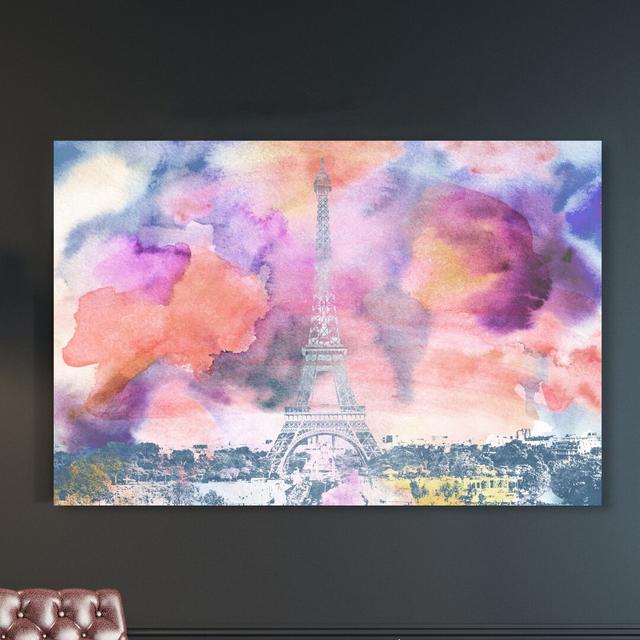 'Paris Eiffel Watercolor' Painting on Wrapped Canvas East Urban Home Size: 61 cm H x 91.4 cm W on Productcaster.