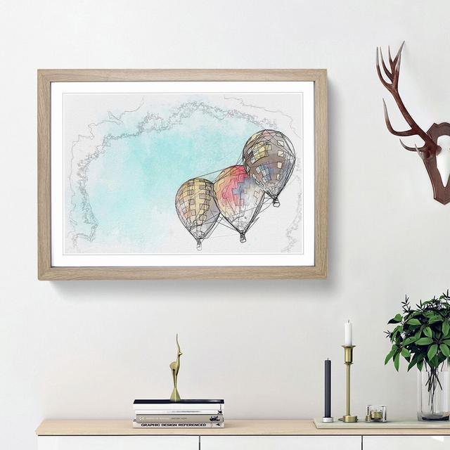 A Trio of Hot Air Balloons in Abstract - Picture Frame Graphic Art Print on MDF East Urban Home Size: 36cm H x 48cm W x 2cm D, Frame Option: Oak Frame on Productcaster.