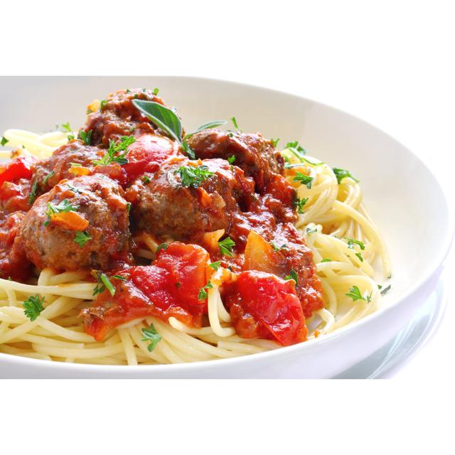 Spaghetti and Meatballs - Wrapped Canvas Photograph Ebern Designs Size: 20cm H x 30cm W x 3.8cm D on Productcaster.