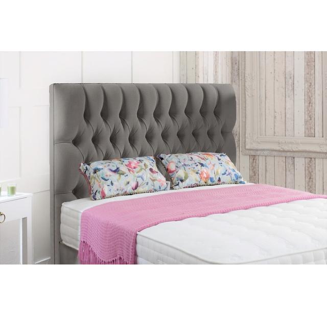 Brancon Upholstered Headboard 17 Stories Size: Super King (6'), Colour: Silver on Productcaster.