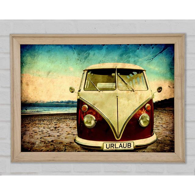 VW Camper Van At The Beach - Single Picture Frame Art Prints Bright Star Size: 21cm H x 29.7cm W x 1.5cm D on Productcaster.