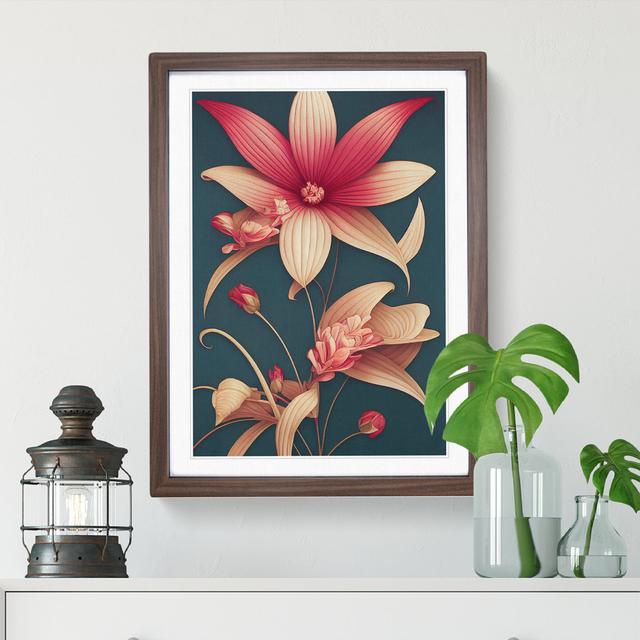 The Mystical Flowers - Picture Frame Graphic Art Marlow Home Co. Frame Colour: Walnut Framed, Size: 46cm H x 34cm W x 2cm D on Productcaster.