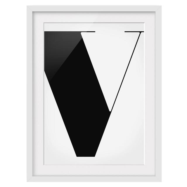 Antiqua Letter V Framed Photographic Print East Urban Home Size: 55 cm H x 40 cm W, Rahmenoptionen: Matt white on Productcaster.