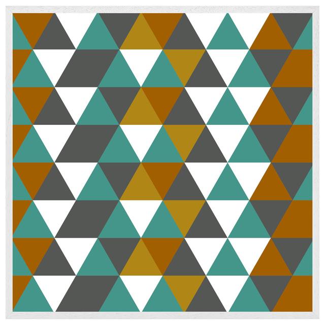 Figueroa Autumn Geometric Triangles - Print George Oliver Size: 76cm H x 76cm W x 4cm D, Format: White Framed on Productcaster.