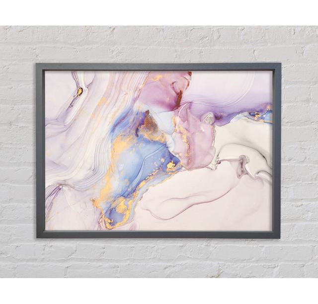 Lilac And Blue Marble Pattern Framed Print Ivy Bronx Size: 100cm H x 141.4cm W x 3.3cm D on Productcaster.