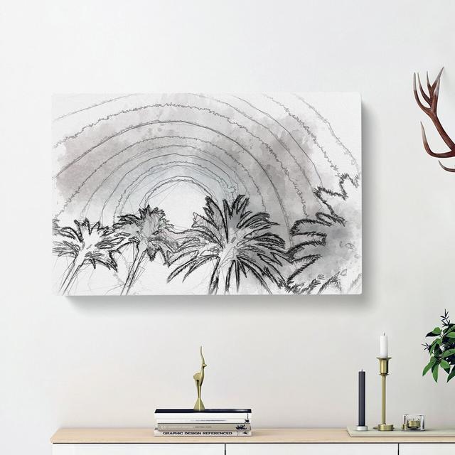 Palm Trees in the Evening - Wrapped Canvas Painting Print East Urban Home Size: 60cm H x 91cm W x 3cm D on Productcaster.