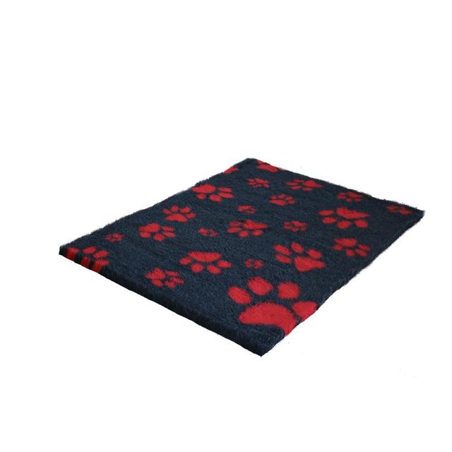 Vet Fleece Bedding | Non-Slip Multi-Paws Vet Bed O Mat Vet Fleece Size: 3cm H x 300cm W x 76cm D, Colour: Charcoal/Red on Productcaster.