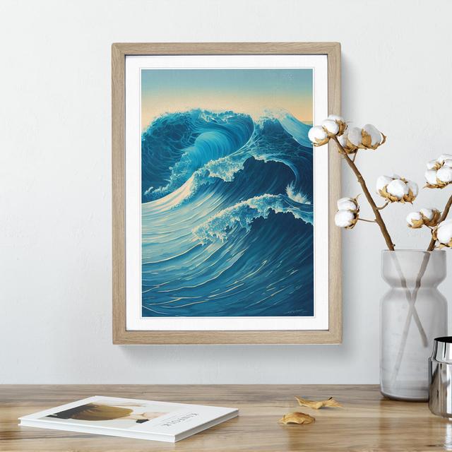 Ocean Wave At Sunrise No.3 House of Hampton Frame Colour: Oak, Size: 34cm H x 25cm W x 2cm D on Productcaster.