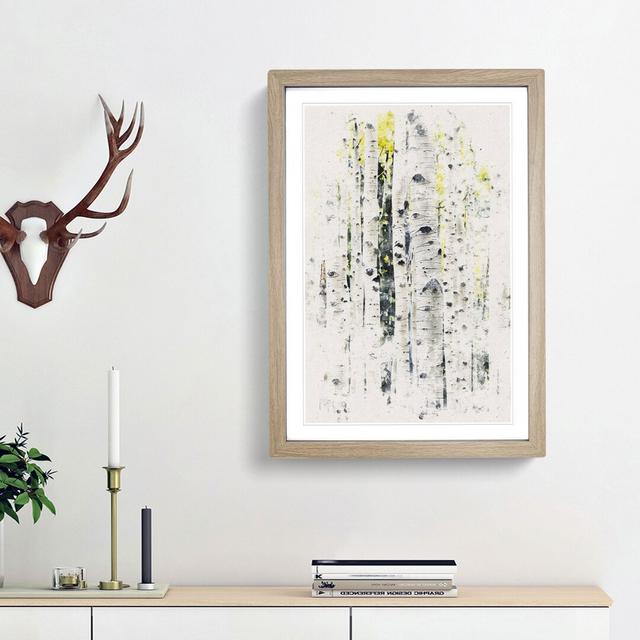 A Yellow Birch Tree Forest - Picture Frame Painting Print East Urban Home Size: 45cm H x 33cm W x 2cm D, Frame Option: Oak Framed on Productcaster.