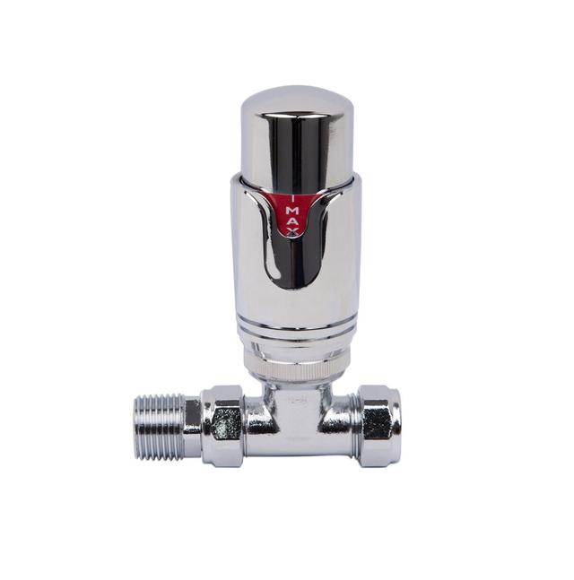 Chrome TRV Straight Thermostatic Radiator Valve For Towel Rails 15Mm X 1/2" Symple Stuff on Productcaster.