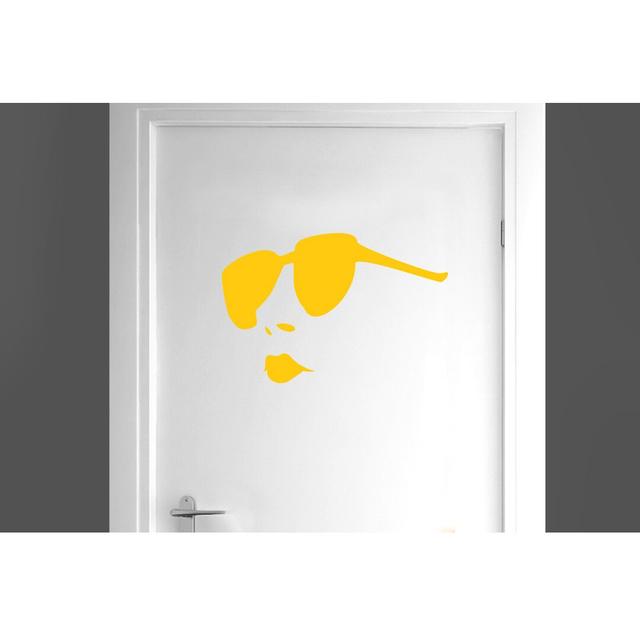 Women Wearing Sunglasses Door Room Wall Sticker Happy Larry Colour: Dark Yellow on Productcaster.