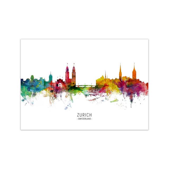 Zurich Switzerland Skyline by Michael Tompsett - Print Ebern Designs Size: 30cm H x 42cm W x 1cm D, Format: Unframed on Productcaster.